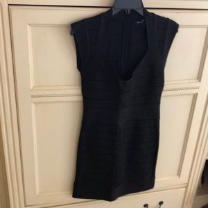 French Connection bandage black/silver metallic dress